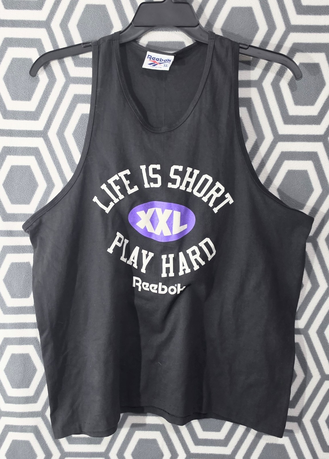 Reebok Men's Black Tank Top Play Hard Size XL A47 gallery