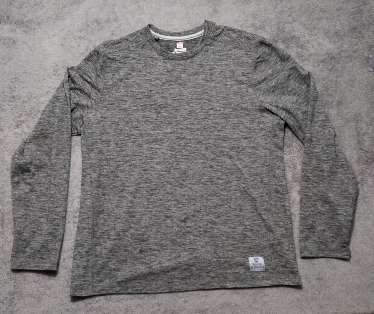 Rugged Elements Shirt Mens Small Long Sleeve Gray Heather Active Quick Dry gallery