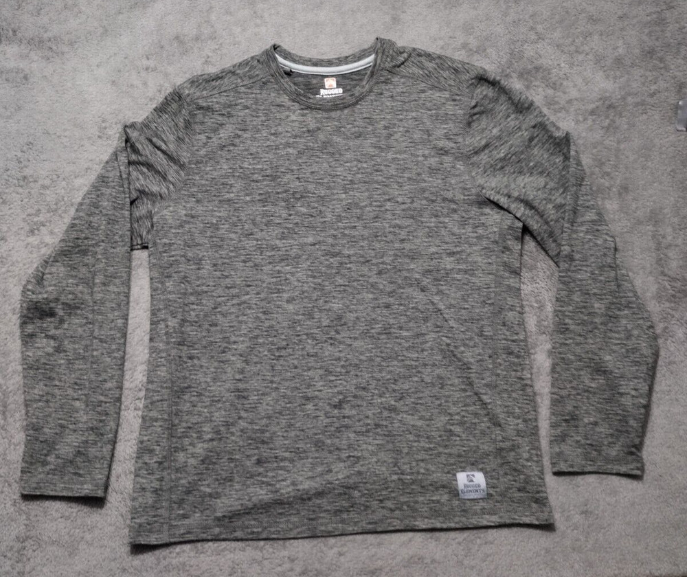 Rugged Elements Shirt Mens Small Long Sleeve Gray Heather Active Quick Dry
