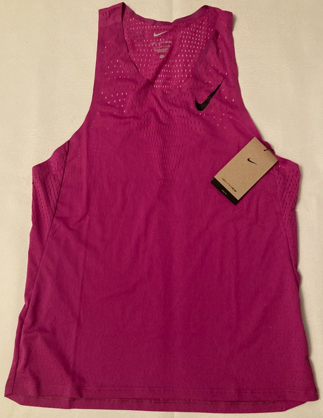 Mens Small Nike Aeroswift Running Singlet Tank Top DriFit ADV Fuchsia FN4231-518 gallery