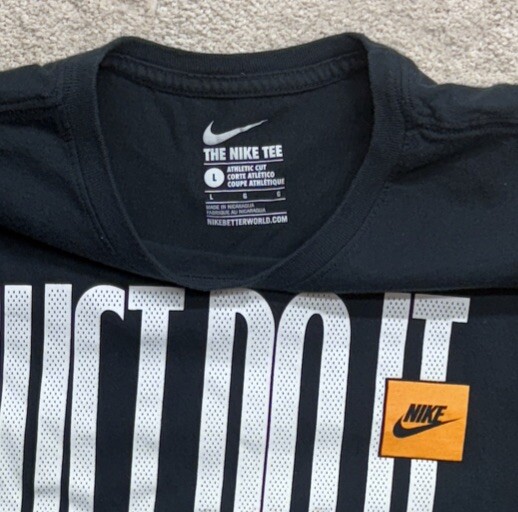 Nike Tee Just Do It T Shirt Graphic Black Yellow Men’s LG gallery
