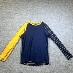 Smartwool Base Layer Top Mens Medium Blue Striped Merino Wool Thermal Running