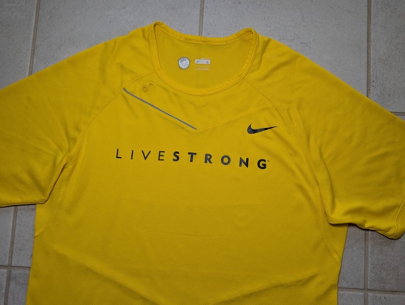 Nike Men's Large Livestrong Shirt Yellow Fit Dry Bowerman Series Cycling gallery