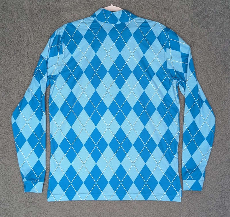 Good Good Golf 1/4 Zip Pullover Size Small S Blue & White Golf Tee AOP Argyle gallery