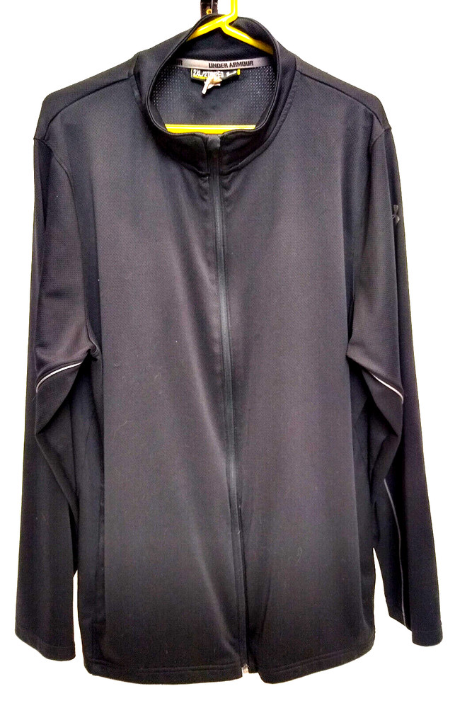 UNDER ARMOUR, FULL FRONT ZIP, SIDE POCKETS, BLACK, STAND UP COLLAR, SZ 2XL