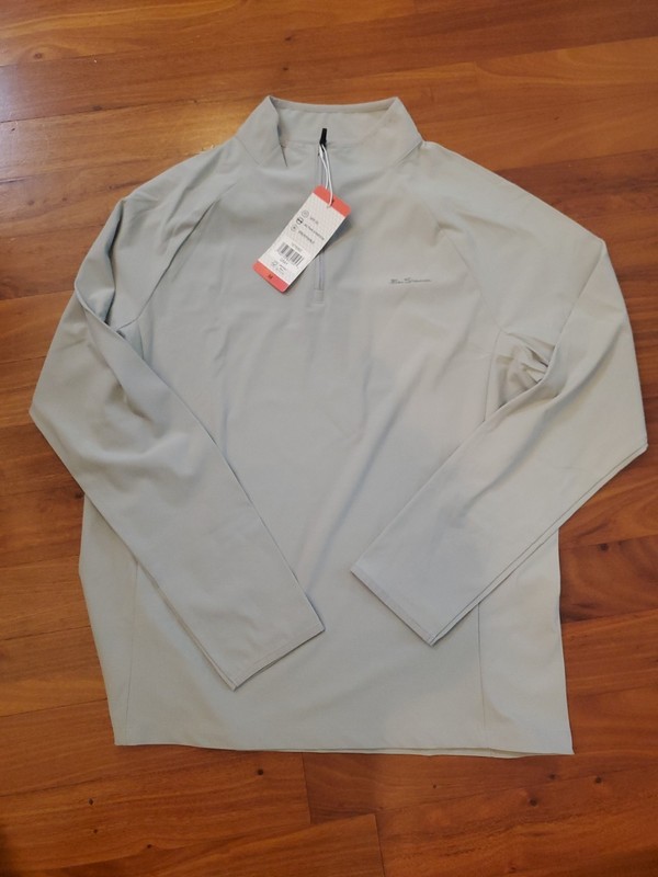 Ben Sherman Sport Men's MEDIUM Gray 1/4 Zip Long Sleeve Active Stretch Shirt NEW gallery