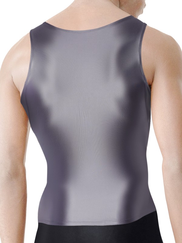 Men Oil Glossy Activewear Tops Quick Dry Stretch Fitness Vest Sleeveless T-shirt gallery