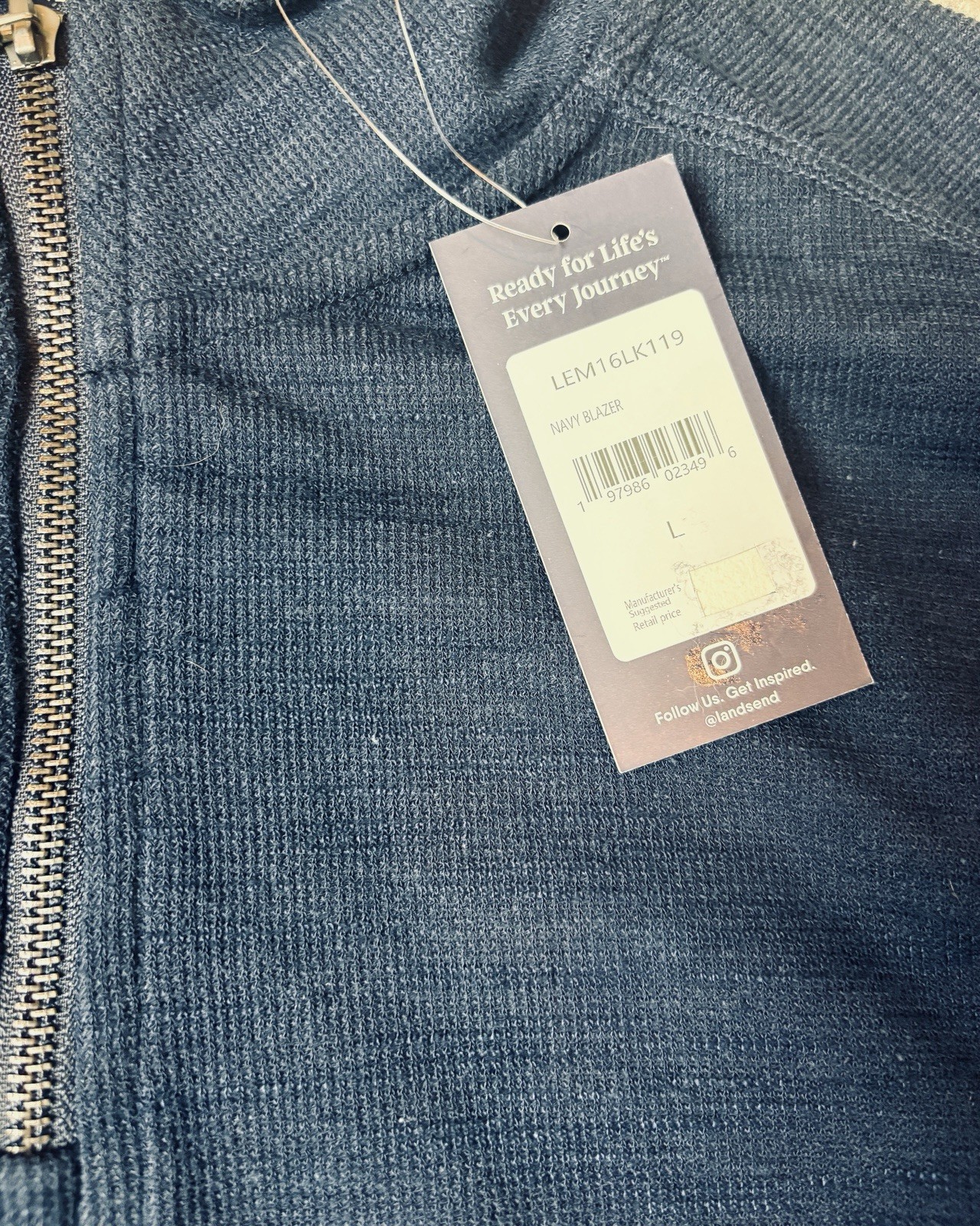 NWT Lands End Navy Pull Over Half Zip Blazer gallery