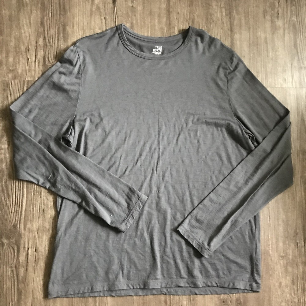 True North Base Layer Tee Top Shirt Merino Wool Mens Size LARGE Gray Gorpcore
