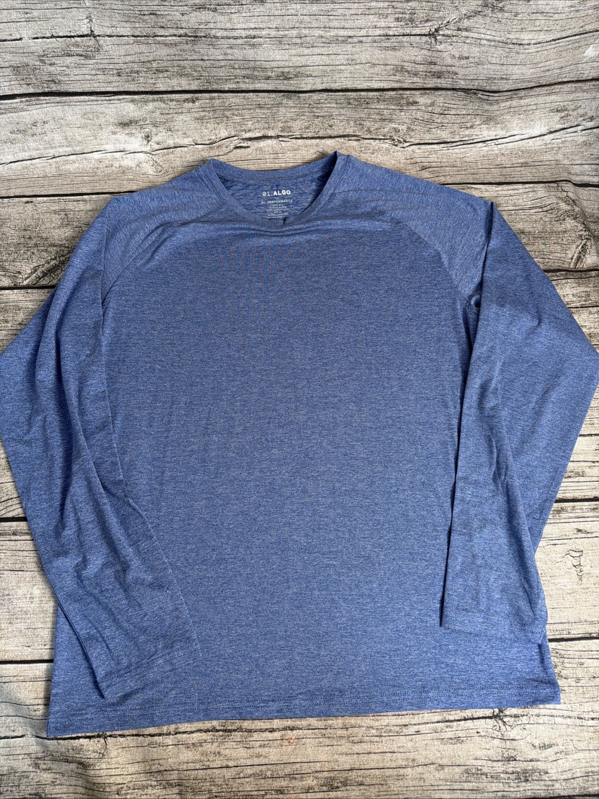 01.algo Performance Shirt Long Sleeved Heathered Blue M UPF 40 Quick Dry gallery