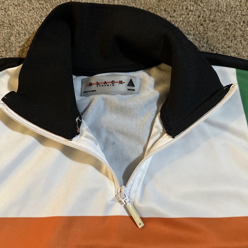 Black Pyramid Sport Men’s Medium White Orange & Black 1/4 Zip Pullover Warm-Up gallery