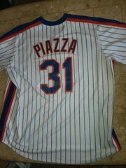 MAJESTIC COOL BASE 2XL XXL 3XL MIKE PIAZZA PINSTRIPE 1986 NEW YORK METS JERSEY