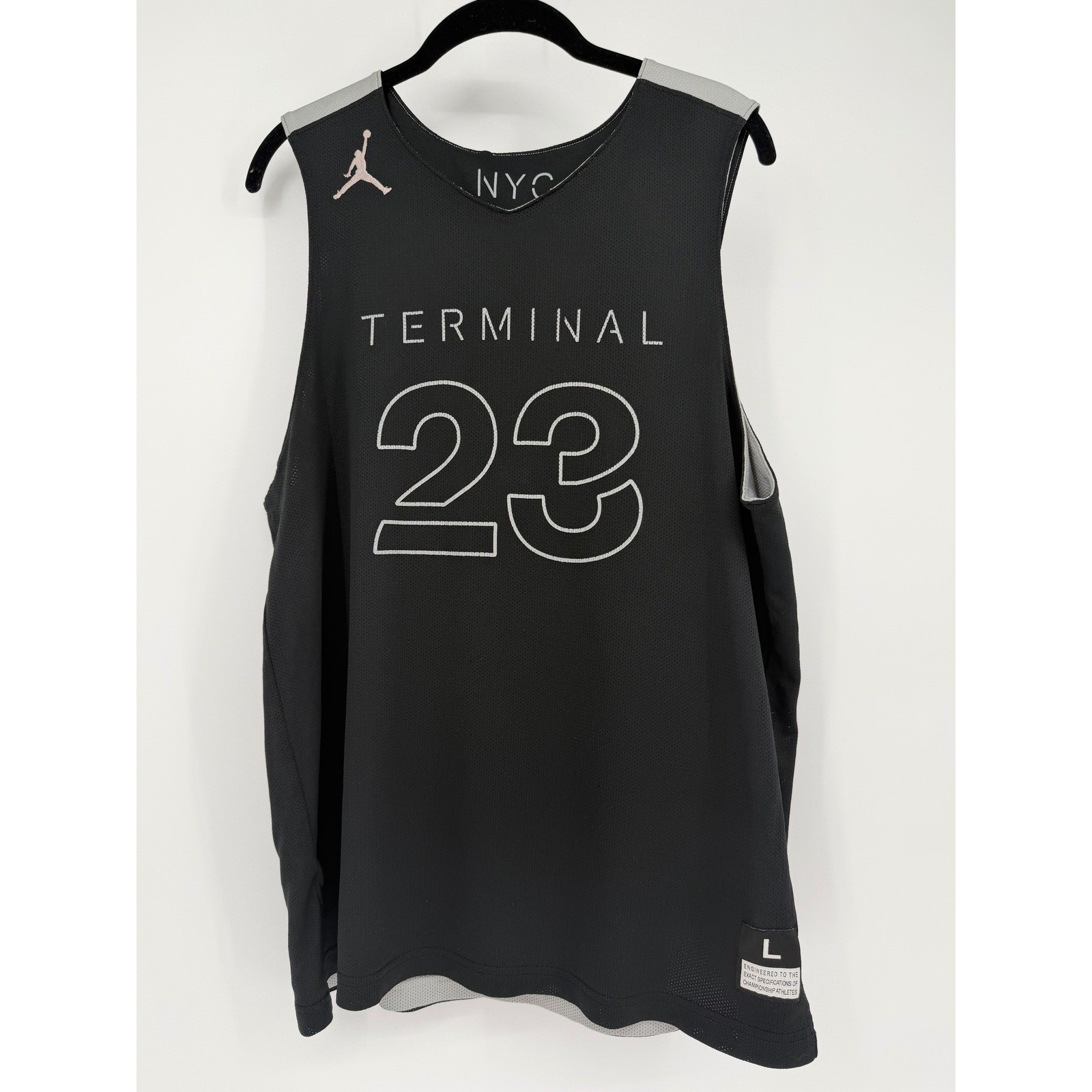 Jordan Brand Terminal 23 NYC Reversible Basketball Jersey Black Grey Mens L gallery