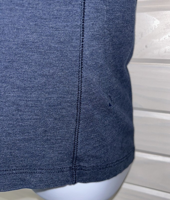 Lululemon Sz ?? (See Meas) 5 Year Basic T-Shirt Mens Heathered Navy Blue Tee EUC gallery