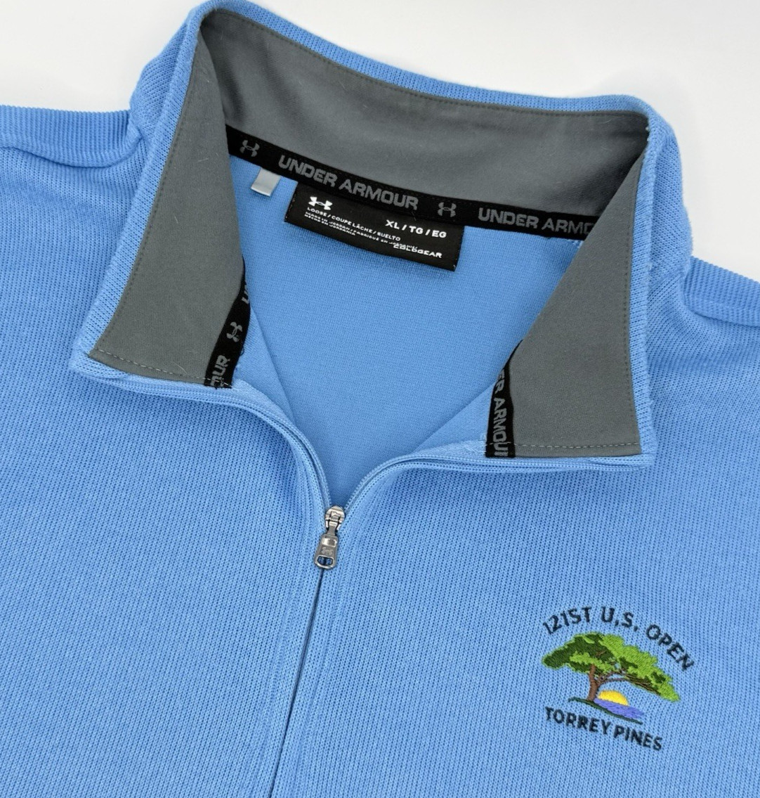 Under Armour ColdGear 1/4 Zip Pullover XL Blue US Open Torrey Pines Golf gallery