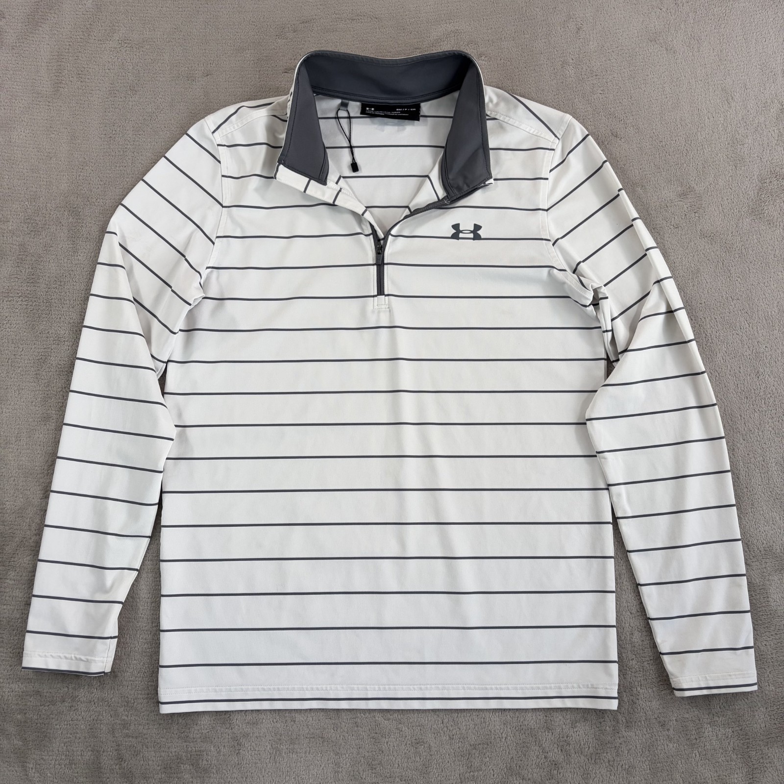 Under Armour Performance 1/4 Zip Pullover in White Grey Striped Men Small NWOT gallery