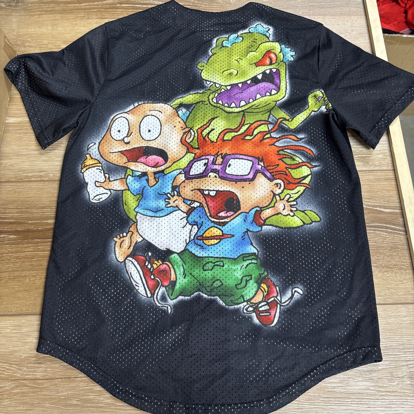 VTG Nickelodeon Rugrats 91 Black Mesh Baseball Jersey Unisex Small Back Graphic gallery