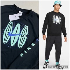 Nike Men Size LARGE Sportswear Black Sweatshirt Sweater NSW AIR SWOOSH DN5157 L