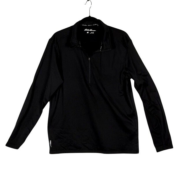 Eddie Bauer Motion FreeDry Mens Black Quarter Zip Pullover Long Sleeve Shirt M gallery