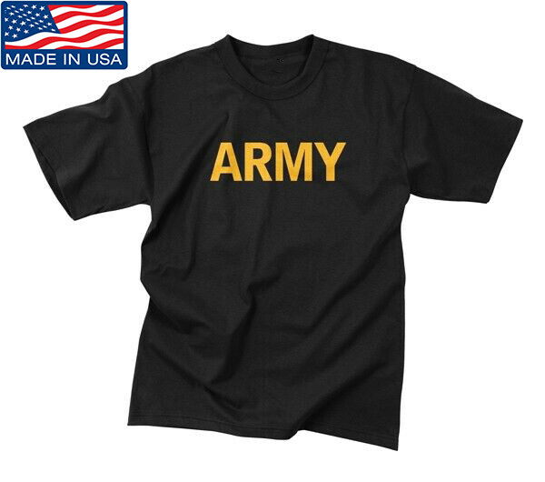 Black APFU Army PT Shirt Physical Training Tee Current Issue Made in USA