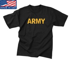Black APFU Army PT Shirt Physical Training Tee Current Issue Made in USA