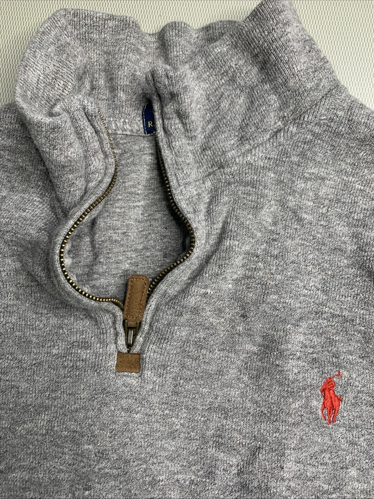 Men's Polo Ralph Lauren 1/4 zip pullover Sweater | Size X-Large Gray | Red Horse gallery