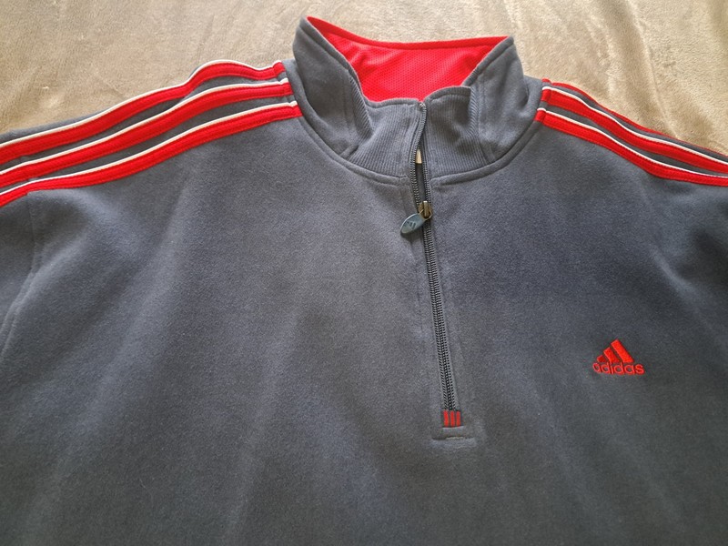 Adidas 2XL Quarter Zip Pullover Sweater Navy And Red gallery
