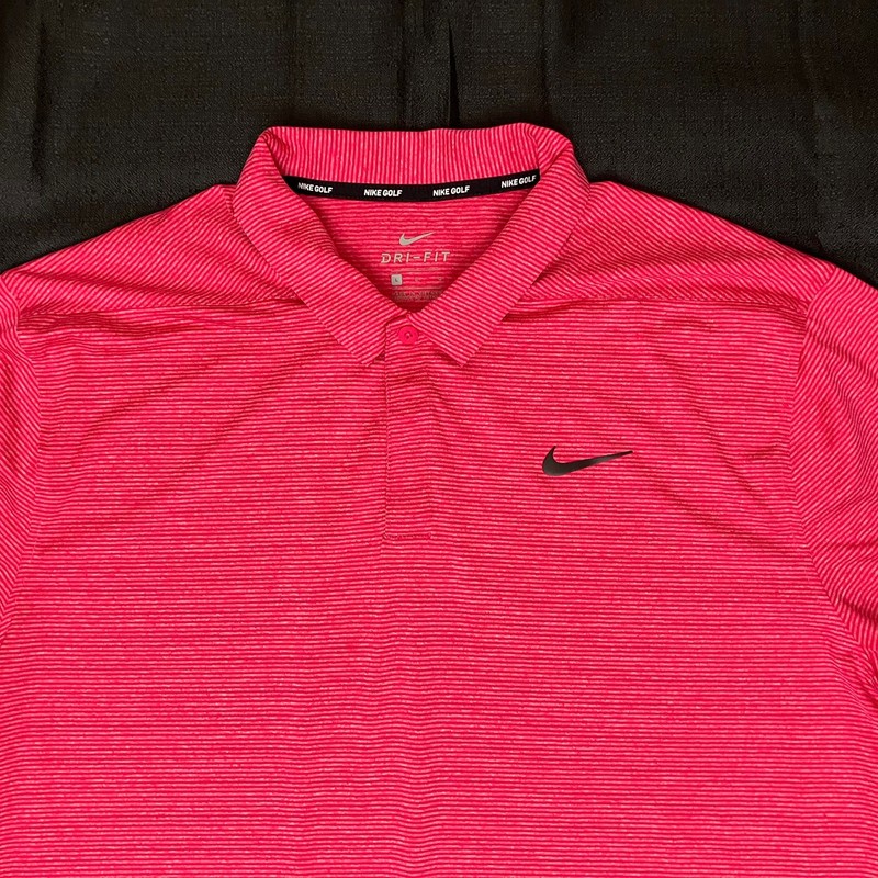 Nike Golf Cooling Mobility Vapor Stripe Polo 890097 666 Sunday Rush Red Sz L gallery
