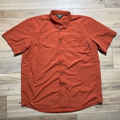 Outdoor Life Mens Vented Fishing Short Sleeve Button Up Shirt Size XL Rust