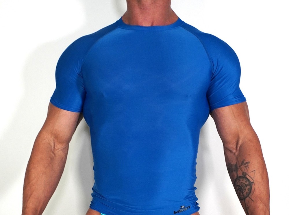 LARGE BLUE TIGHT FITTING COMPRESSION SHIRT