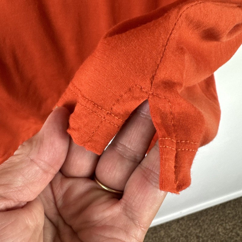 Ibex Men's XL Buttonless Pullover Performance Merino Bld Polo Shirt Orange EUC gallery