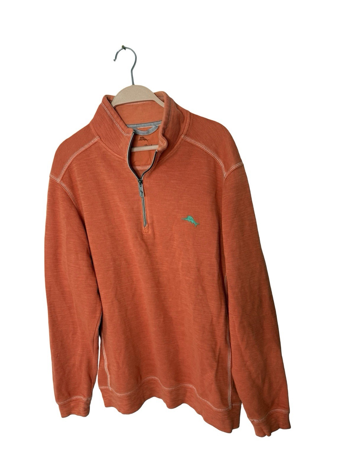 Tommy Bahama orange Large Long Sleeve Cotton Activewear 1/4 Zip Top gallery