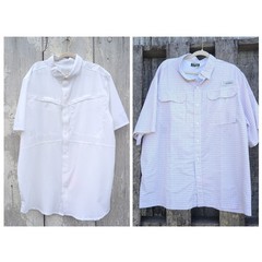 Silver Bait / Habit Vented (2) Fishing Shirts Pockets White Men’s 2XL