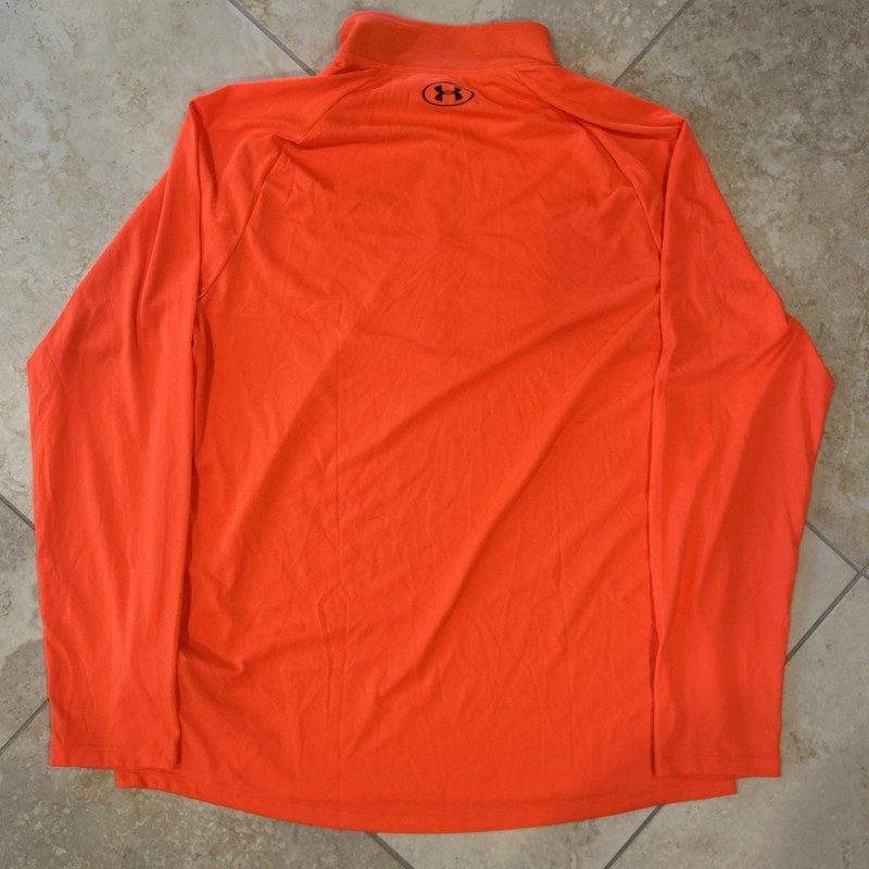 Under Armor Tech 1/2 Zip Men XL Orange Long Sleeve Loose Fit Lightweight Running gallery