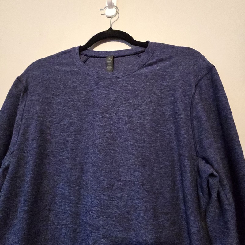 Lululemon Surge Warm Crew Shirt Men's M Heathered Blue Black Long Sleeve Workout gallery