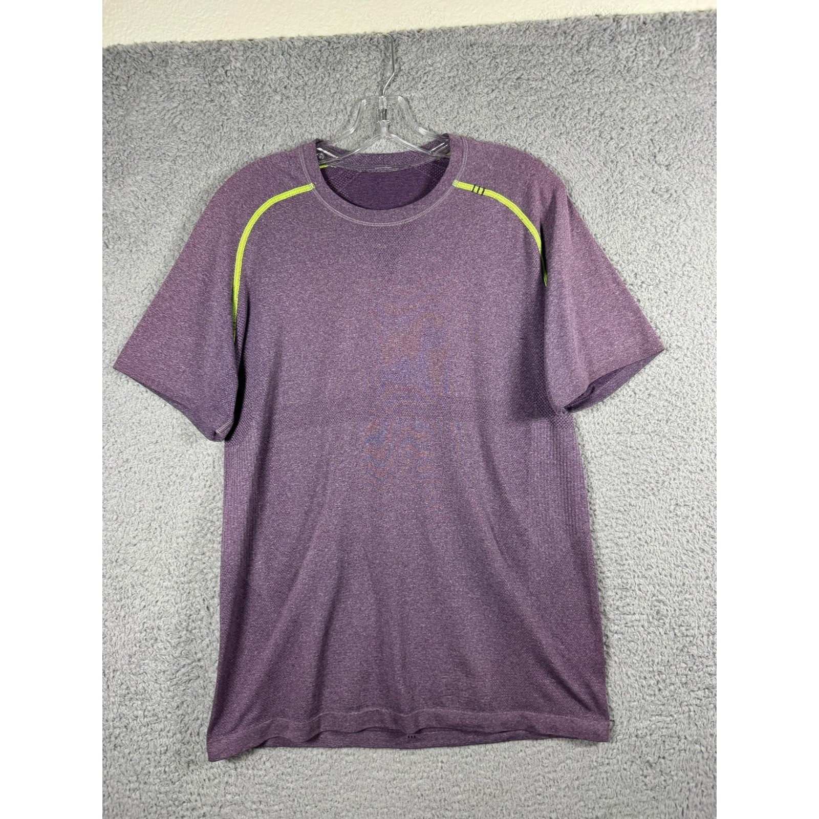Lululemon Mens Metal Vent Tech Short Sleeve Shirt Purple Lime Green Size M gallery