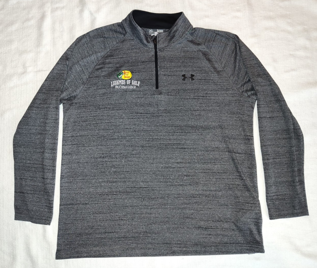 NICE Under Armour Bass Pro Shops Legends Big Cedar Lodge Gray 1/4 Zip Shirt XL gallery