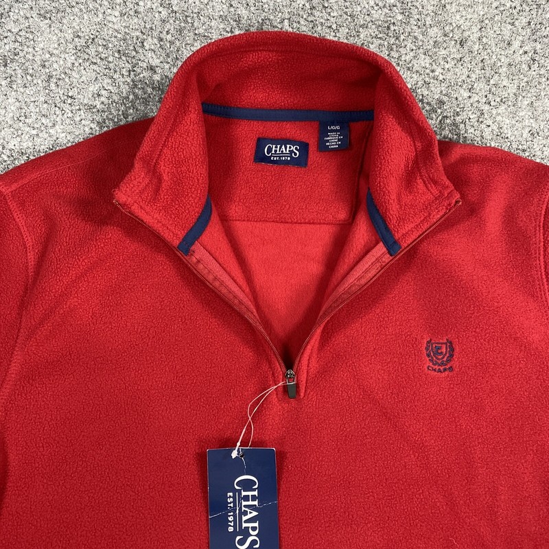 Chaps Mens Fleece 1/4 Zip Pullover Long Sleeve Red Size Large gallery