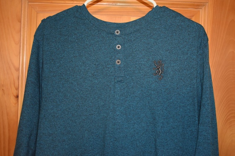 Lions Crest by English Laundry, Men's Henley style long sleeve shirt, XL, blue Y gallery