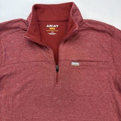 Ariat Rebar Pullover Men’s Red Quarter Zip Long Sleeve Work Shirt Size Large