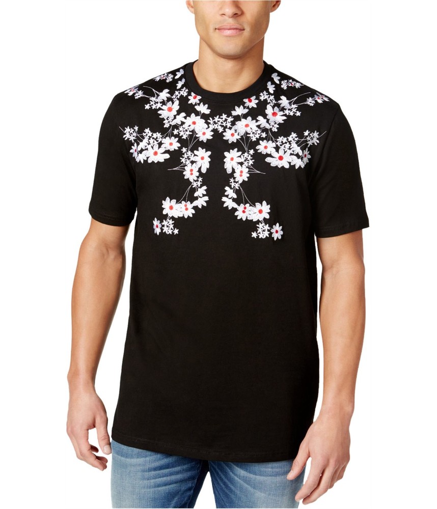 Hudson Mens Embroidered Basic T-Shirt, Black, Small