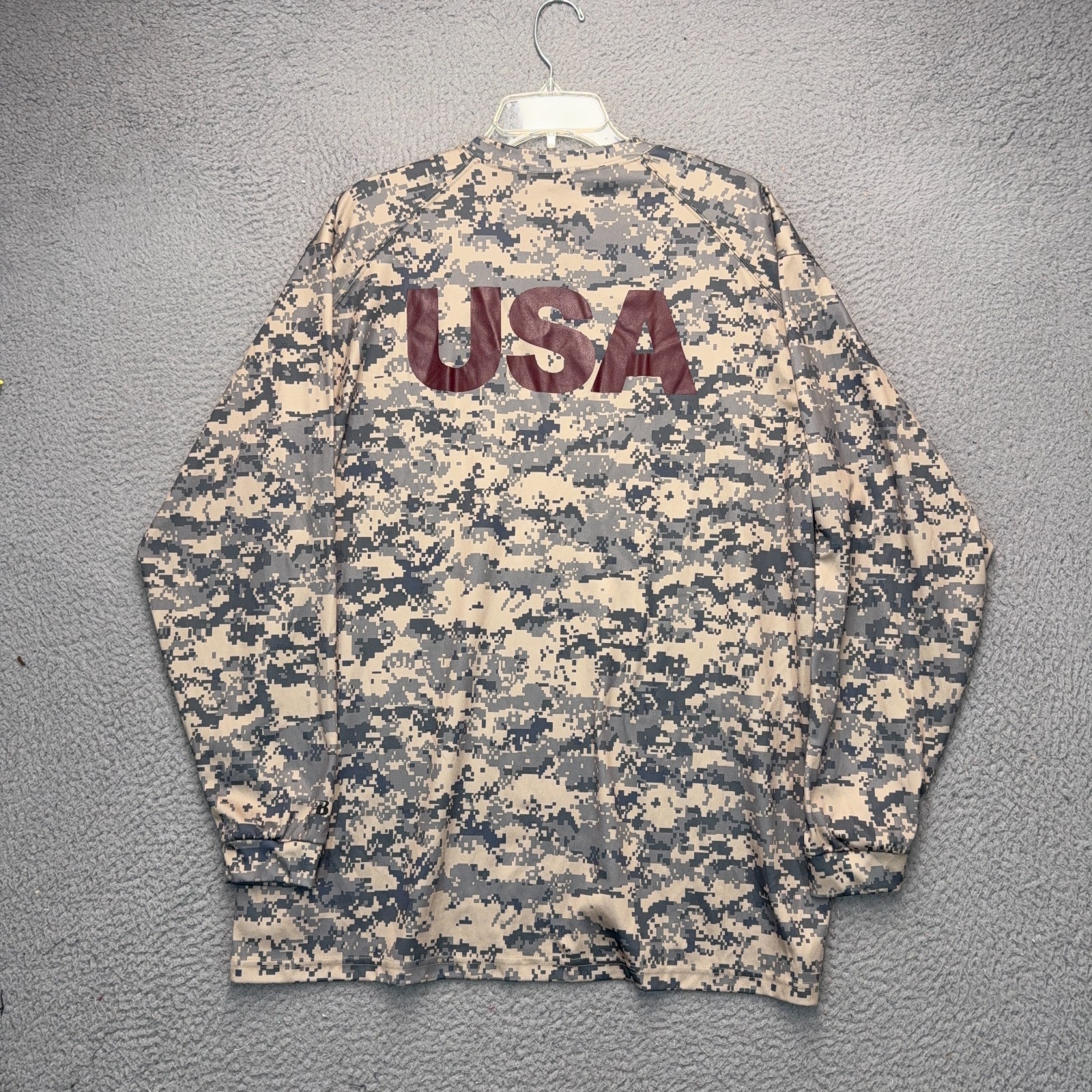Badger Sport Digital Camo Performance Shirt Mens XL Brown USA Hunting Training gallery