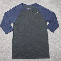 Nike Shirt NWT Mens Small Gray/Blue Raglan Crewneck Poly/Cotton/Rayon Crewneck