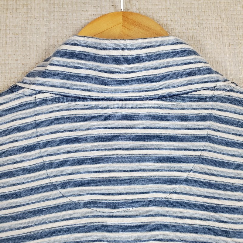 JOHNNIE O Size Medium Mens 1/4 Button Cotton Pullover Lightweight Blue Stripe gallery