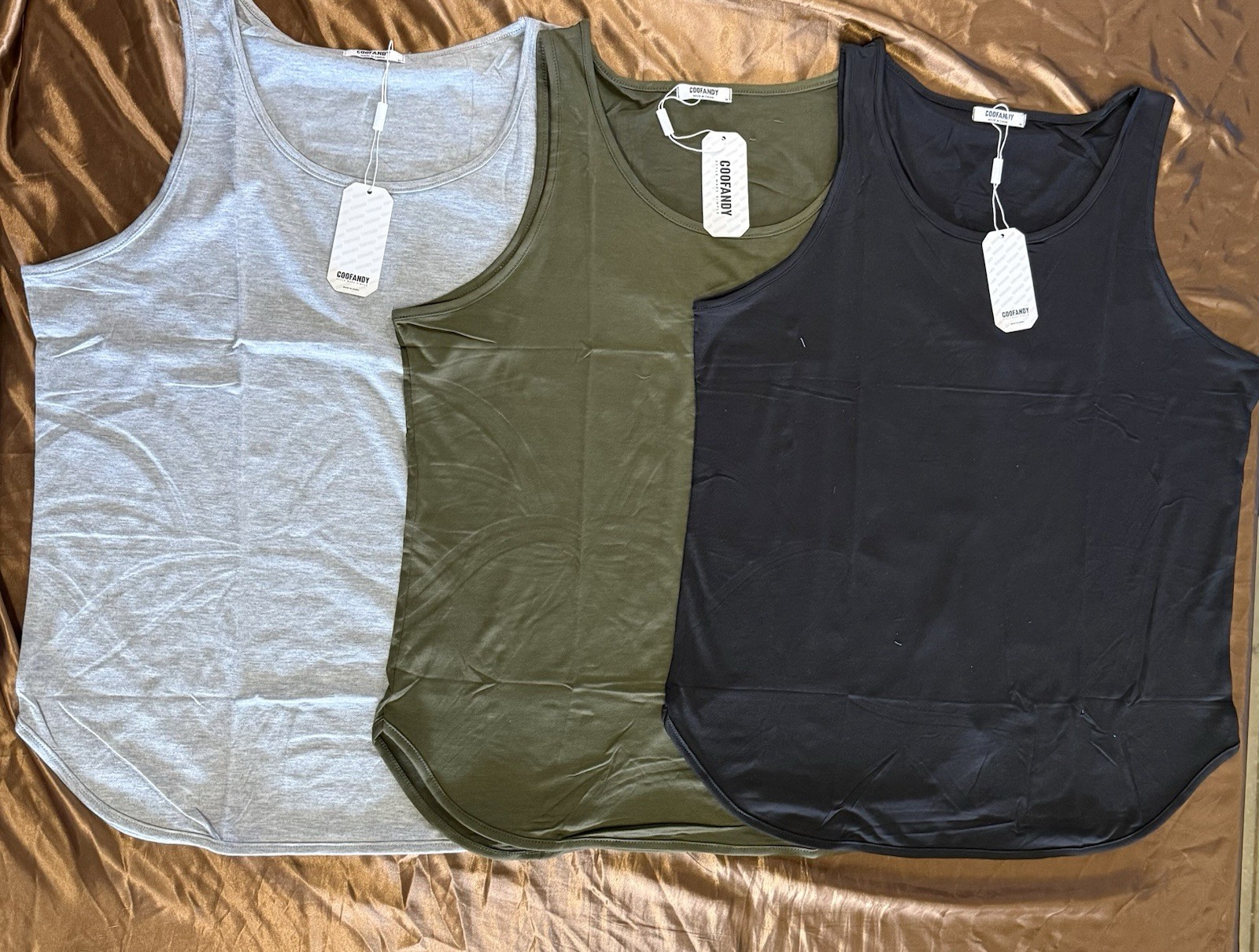 COOFANDY Men’s 3-Pack Quick Dry Muscle Tank Tops Sleeveless Black/Green/Gray gallery