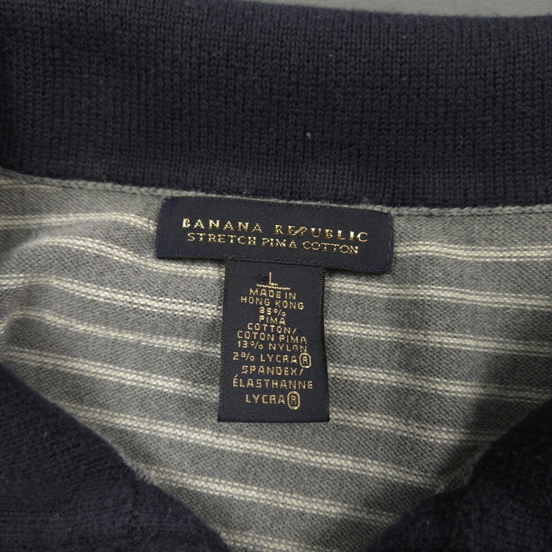 Banana Republic Pima Stretch Cotton Shirt Long Sleeve Zip Mock Feeder Stripes gallery