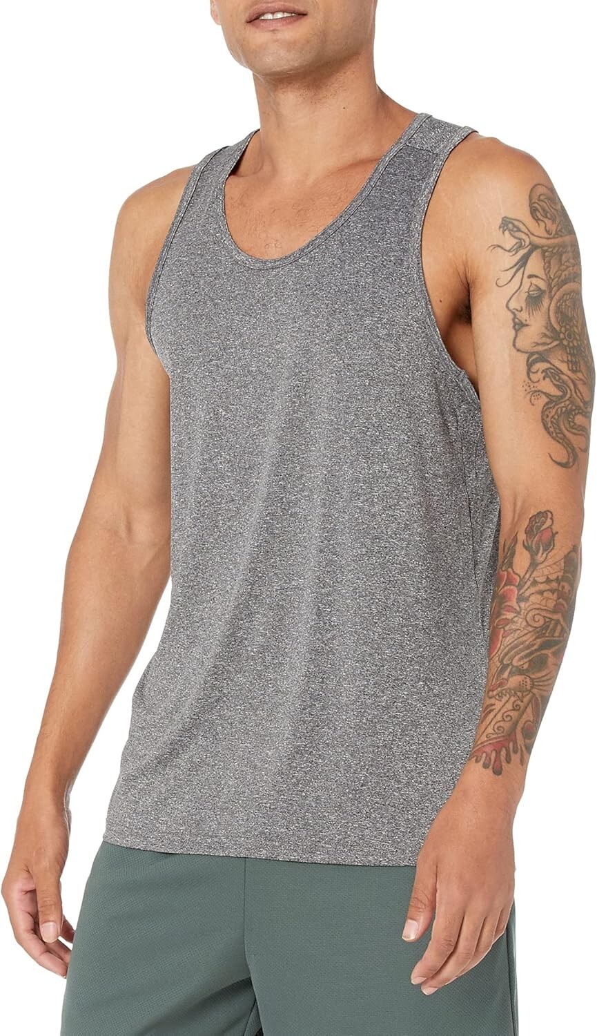 Amazon Essentials Tech Stretch Tank Top in Heather Gray Size M gallery
