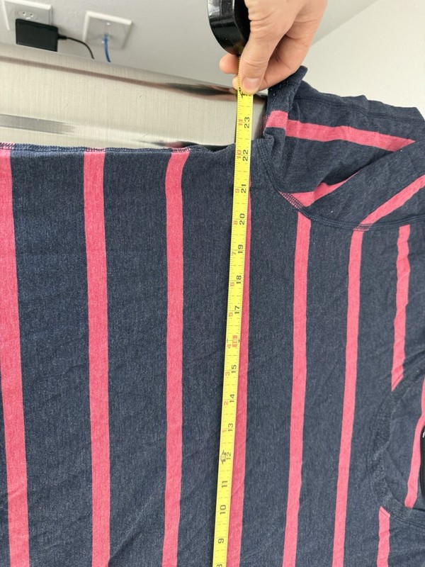 Lululemon Basic Tee Shirt Navy Blue & Red Striped Men's Sz XL No Tag gallery