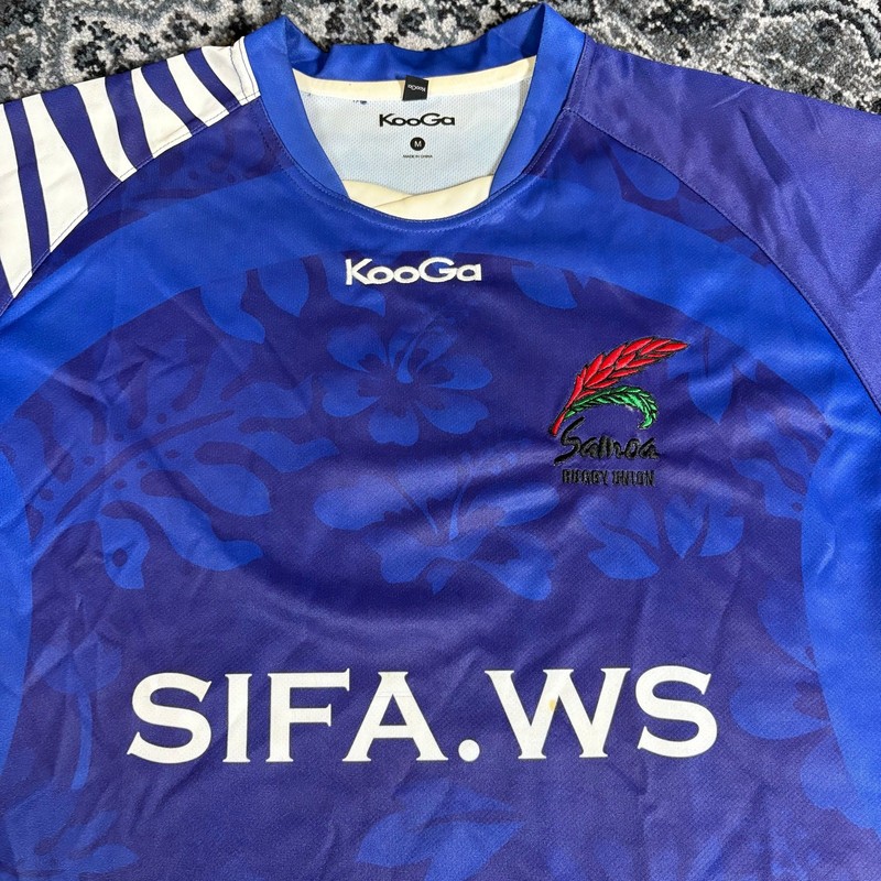 Samoa Rugby Union Home Shirt 2010/2011 Kooga Floral Blue Jersey Sz M Preowned gallery