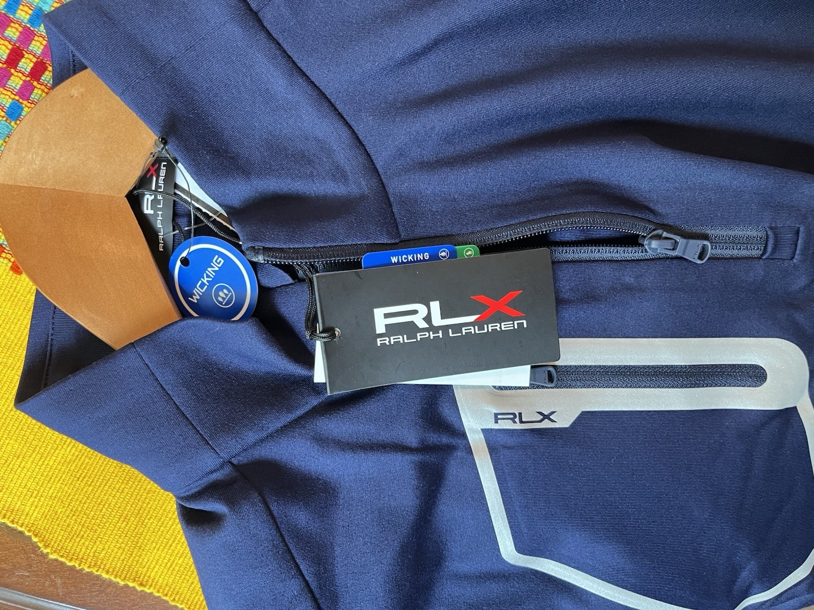 RLX Ralph Lauren Men's Navy 1/4 Zip Mock Neck Pullover L Wicking Golf Top gallery